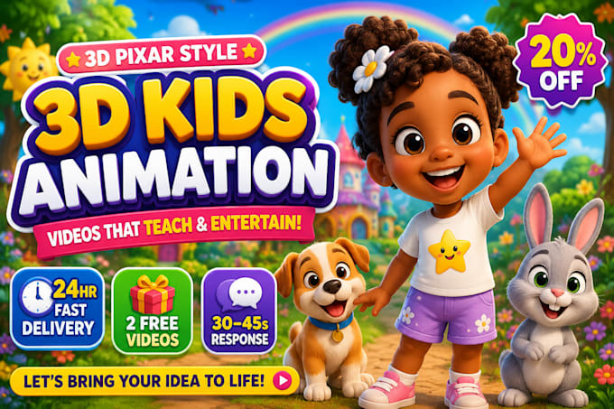 3d animation like pixar disney style quality