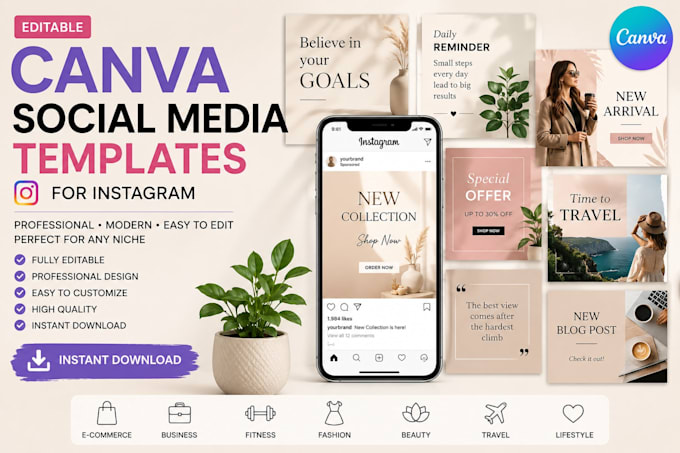 provide editable canva social media templates for instagram