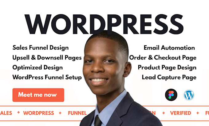 create wordpress sales funnel landing page design, elementor landing page design