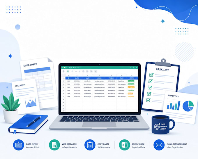 ido fast and accurate data entry and virtual assistant tasks