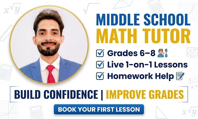 tutor middle school math for grades 6 to 8