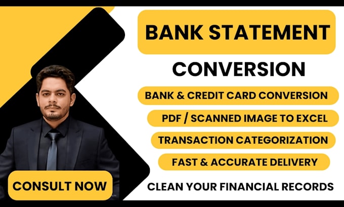convert bank statement to excel and data entry