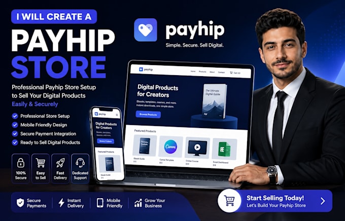 create a professional payhip store for digital products