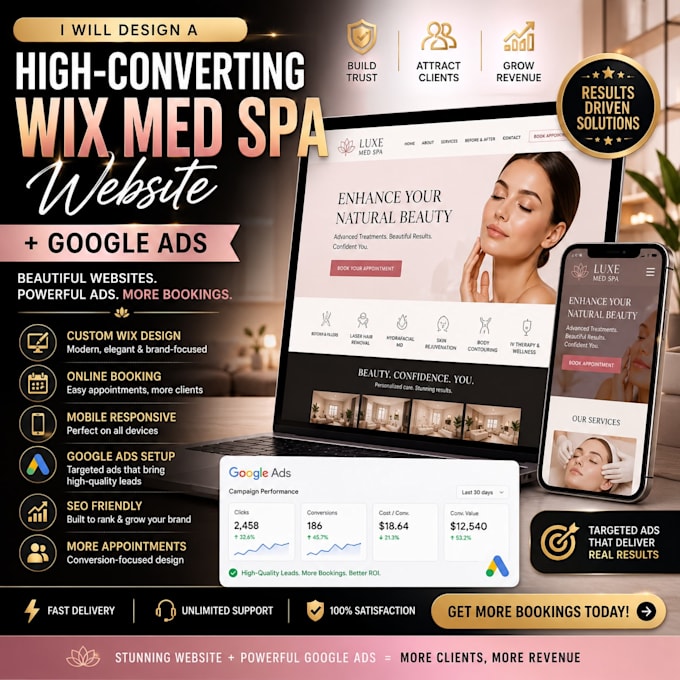 design a high converting wix med spa website and google ads