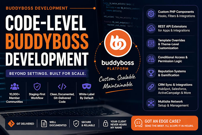 develop custom buddypress buddyboss social network with hooks, filters and API