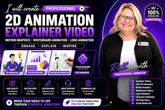 create professional 2d animation explainer video motion graphics