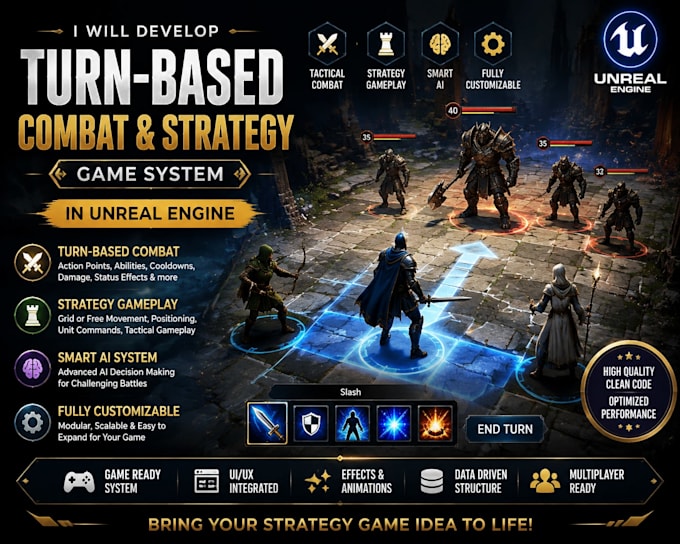 develop unreal engine turn based combat and strategy game system