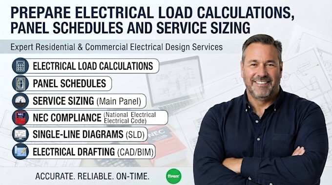 prepare electrical load calculations, panel schedules and service sizing