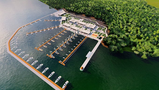 create realistic 3d port, harbor and shipping terminal designs