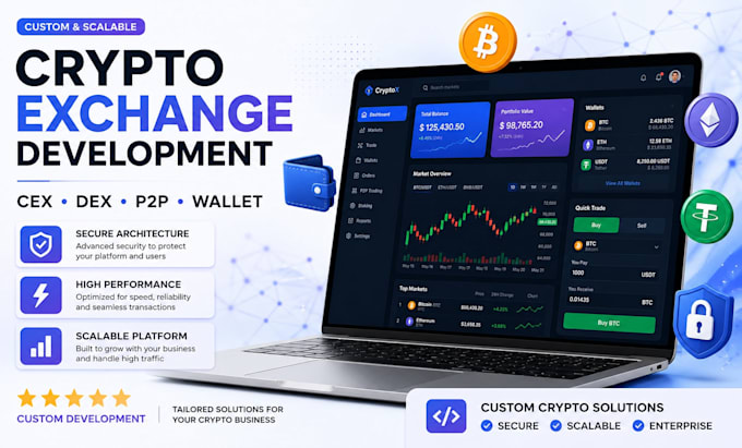 develop crypto exchange platform website app or crypto wallet