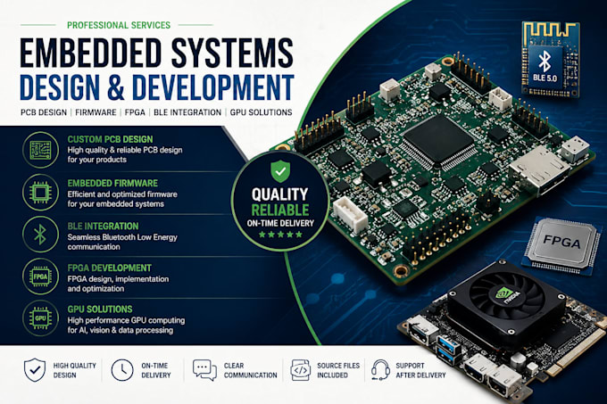 design custom pcb, embedded firmware, fpga, ble integration, and GPU solutions