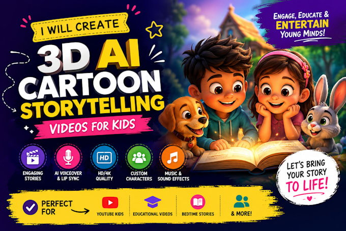 make high quality 3d ai cartoon storytelling animations