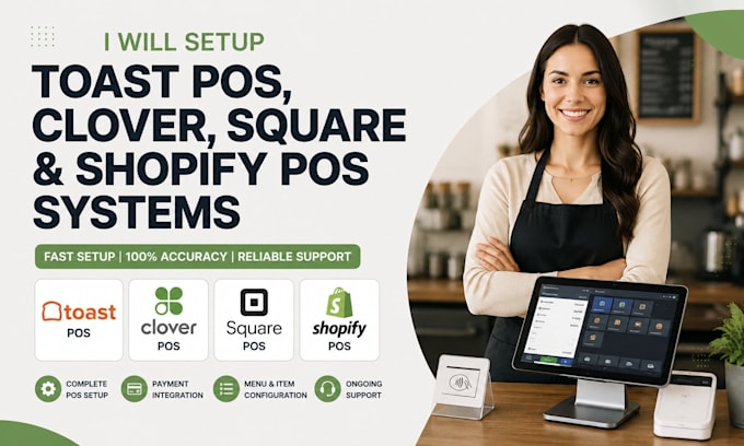 setup toast pos, clover, square and shopify pos systems