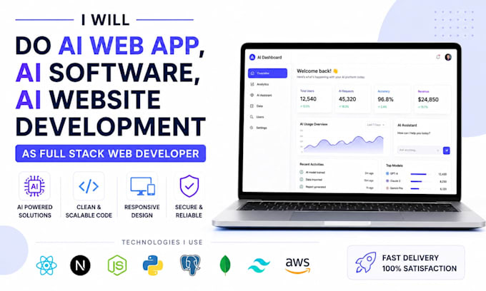 be your ai developer,ai website development, ai mobile app, full stack developer