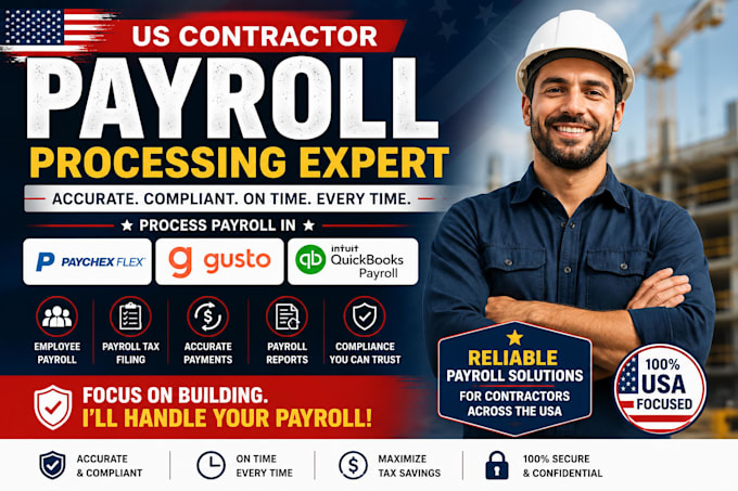 process US contractor payroll in paychex flex, gusto, quickbooks payroll