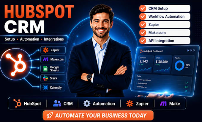 setup hubspot crm automate workflow and integrate zapier make