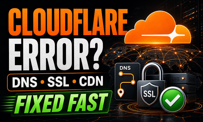 fix cloudflare dns, SSL, redirect and CDN errors fast