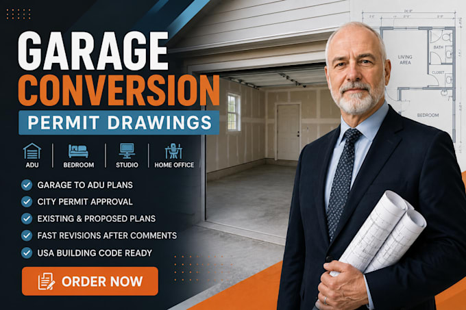create garage conversion permit drawings for city approval and adu permits