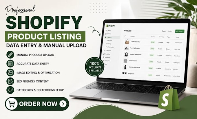 setup shopify product listing data entry manually upload content images editing