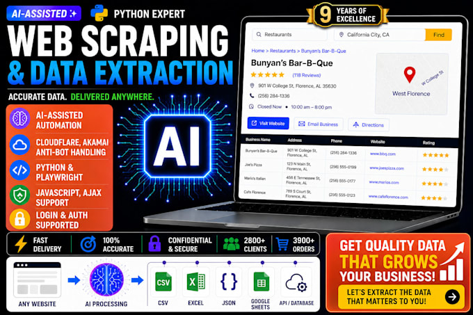 do web scraping and build custom python scraping bots