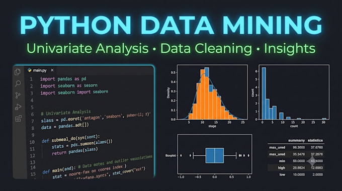 do python data mining, data cleaning and univariate analysis