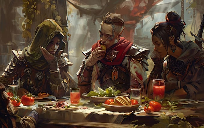 paint custom dnd party character artwork