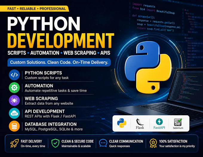 develop python scripts, automation, web scraping, and apis