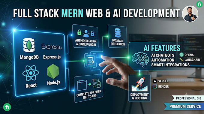 develop full stack mern web app with ai integration