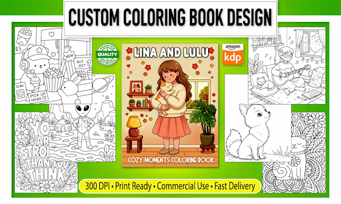create custom coloring book pages and cover for amazon KDP