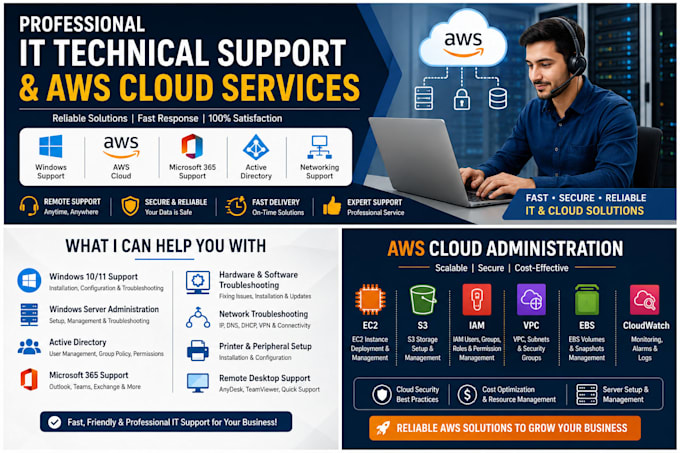 provide professional IT technical support and AWS cloud services