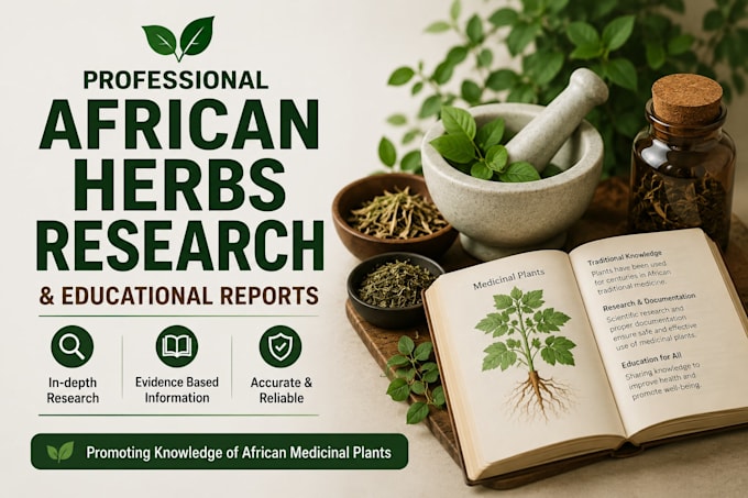 research african medicinal herbs and provide educational reports