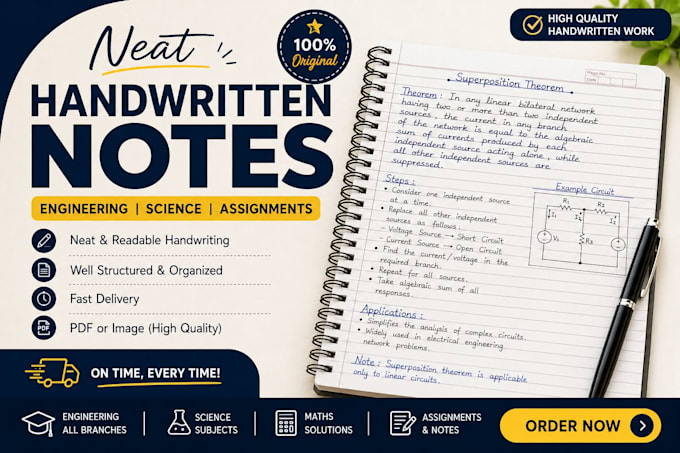 write neat handwritten notes, letters and custom texts