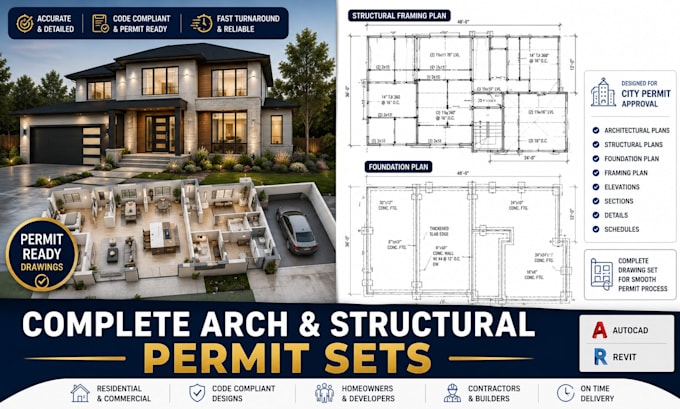 prepare complete structural and architectural permit drawings for city approval