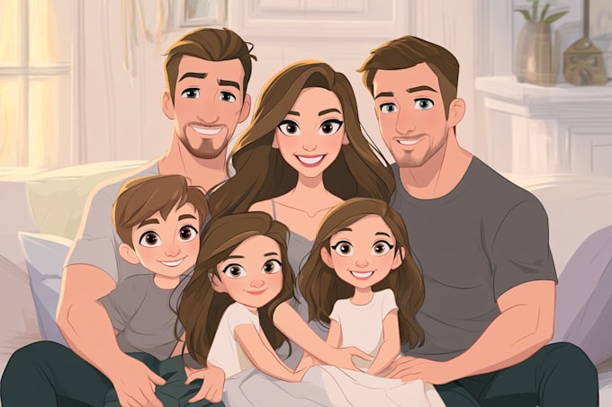 create sweet disney style portrait for anniversary gift