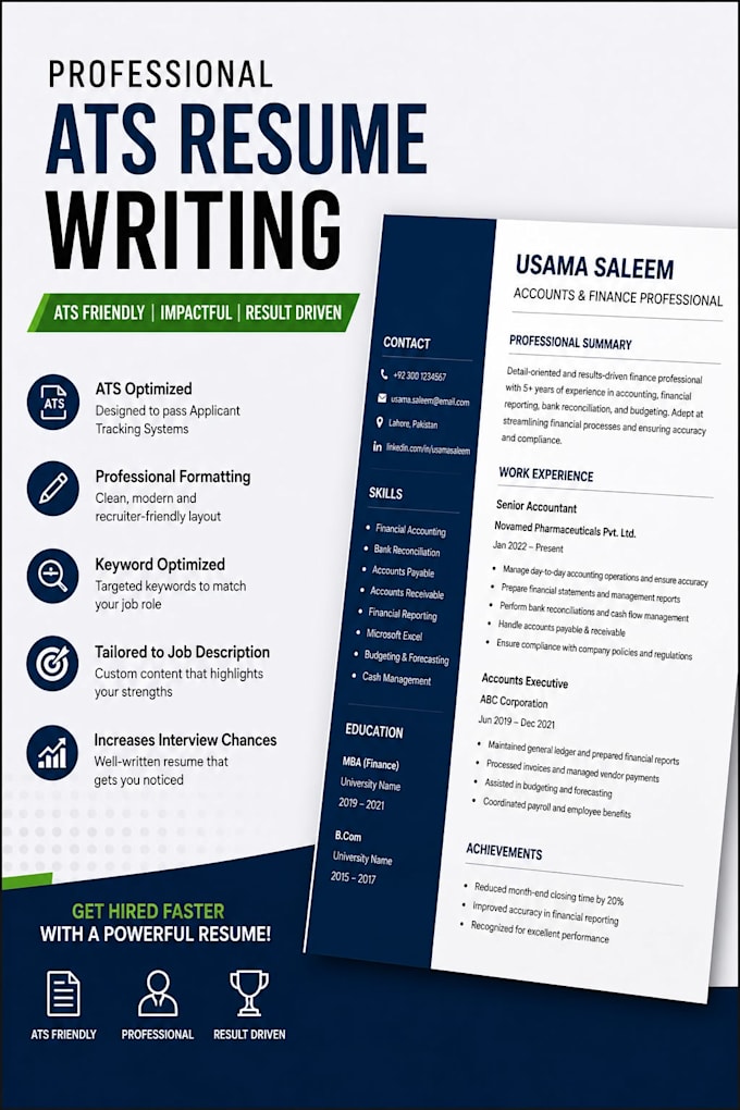create a professional ats resume and CV