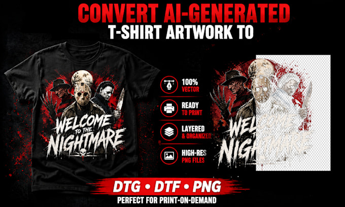 prepare ai generated tshirt design for dtf printing in 1hour