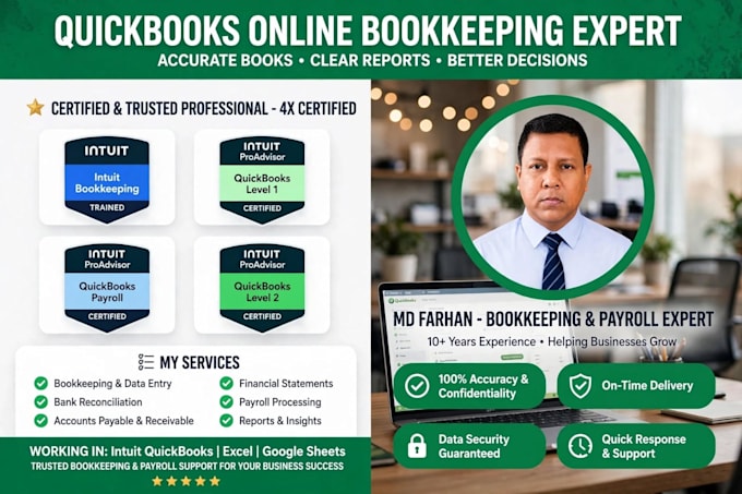 do set up, clean up,and bookkeeping in quick books online