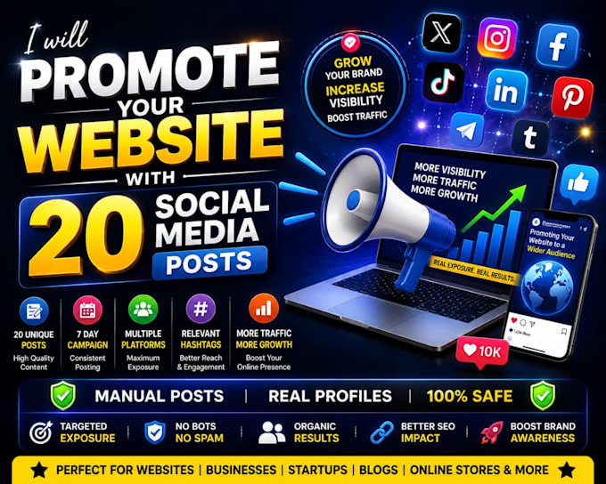 promote your website with 20 social media posts