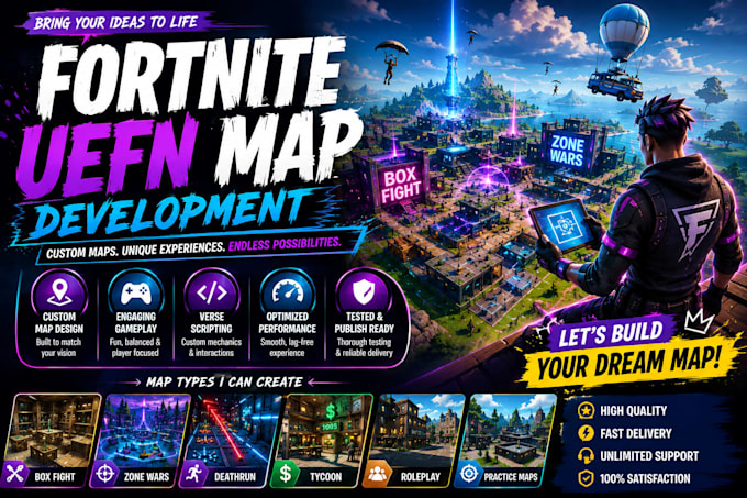 create a professional fortnite uefn map and game experience