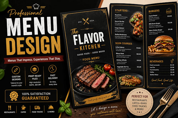 design amazing editable food or restaurant menu