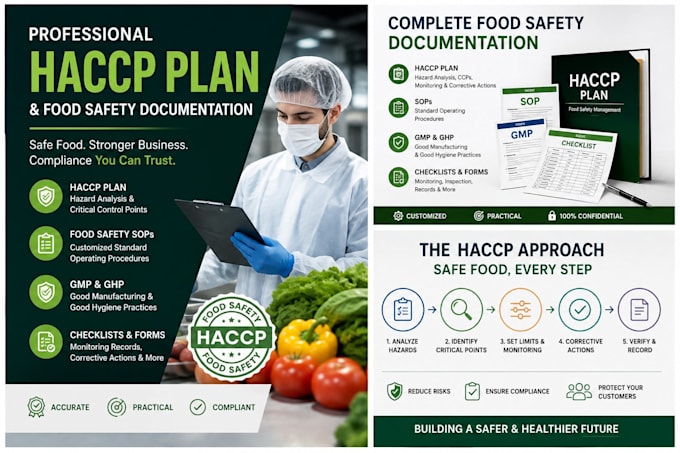 create a haccp plan, food safety sops, gmp and ghp documentation