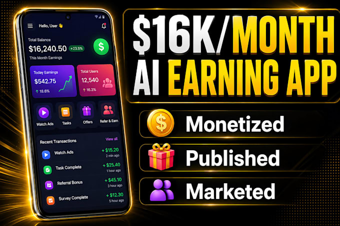 develop and market ai earning app for passive income