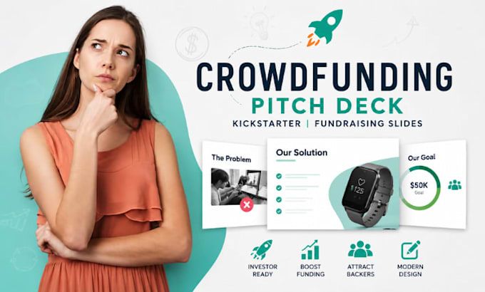 design crowdfunding pitch deck, kickstarter presentation, fundraising slides