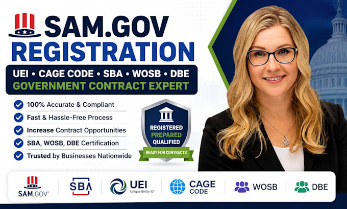do sam gov registration, uei, cage code, sba, wosb, dbe, government contract