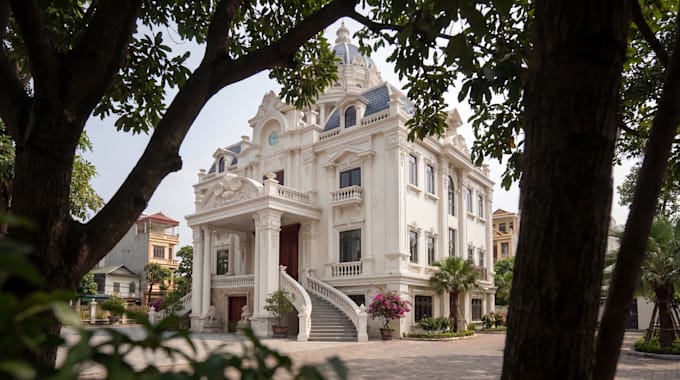 design and render neoclassical 3d architecture