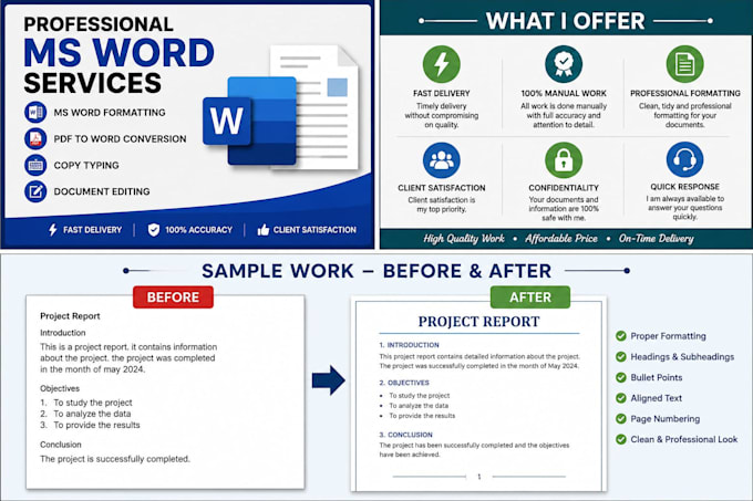 professionally edit, format, and redesign word documents