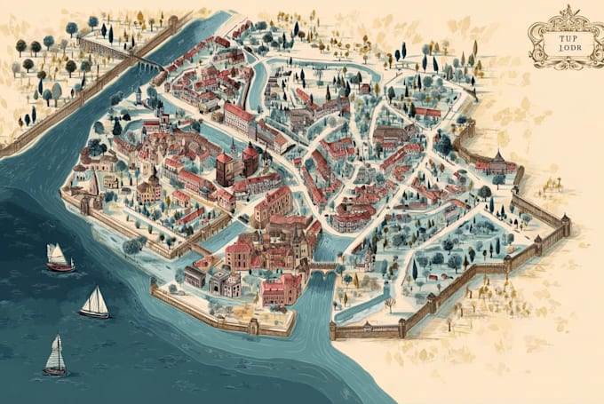 design a isometric 2d event map or illustrated maps