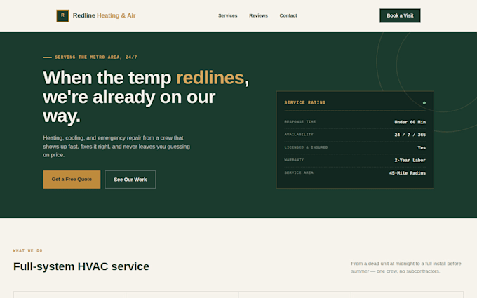 design a professional hvac website