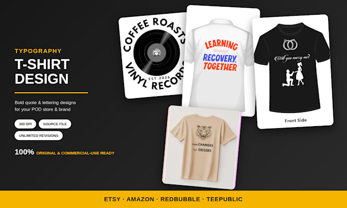 design trendy typography tshirts designs for your pod store