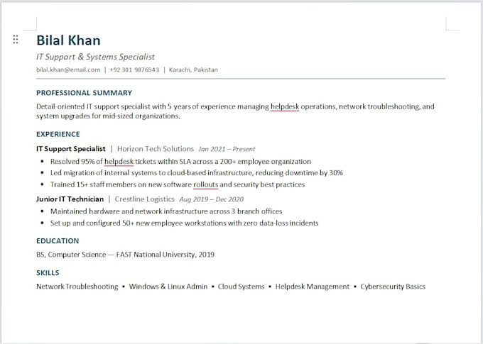 write a professional resume and cover letters